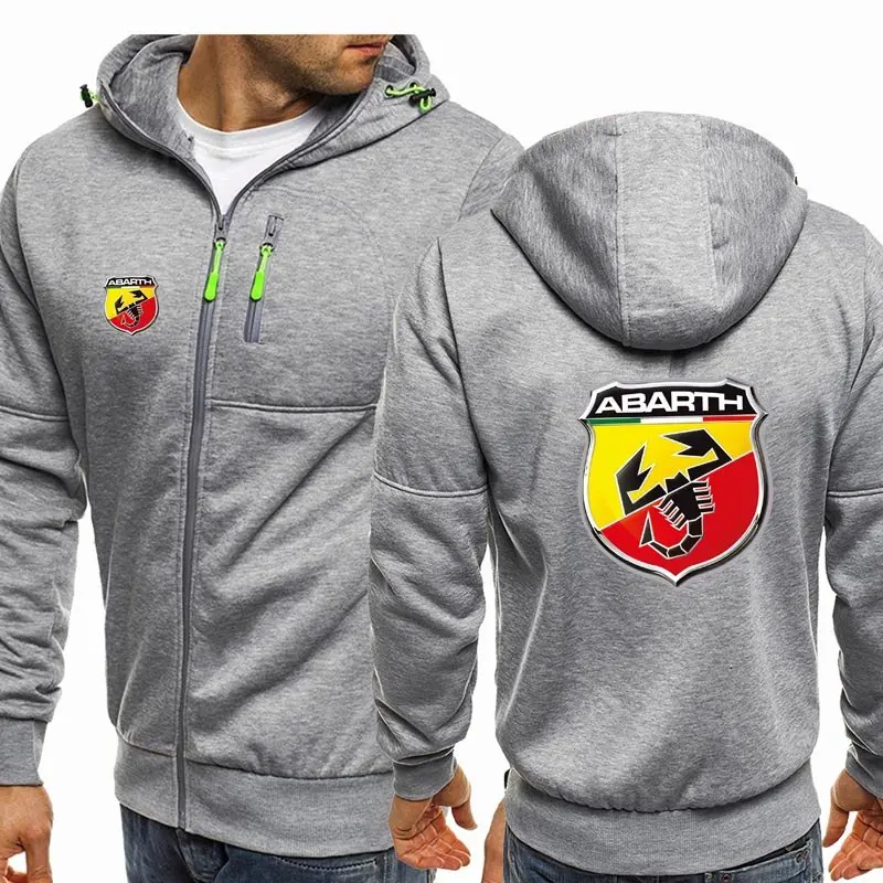 

New Spring and Autumn Abarth Logo Jacket Men's Fashion Long Sleeve Zipper Hip-Hop Harajuku Hoodie Casual Hoodied