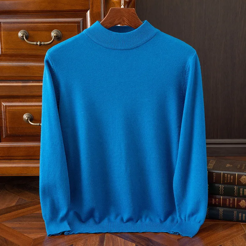 100% мягкая шерсть шерстяная зима Dubbele Dikke Heren Kasjmier Trui Met Semi-Hoge Hals Высококачественная