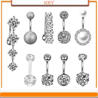 9pcs zircon belly ring crystal navel stud rhinestones belly navel jewelry stainless steel belly button ring alloy navel piercing