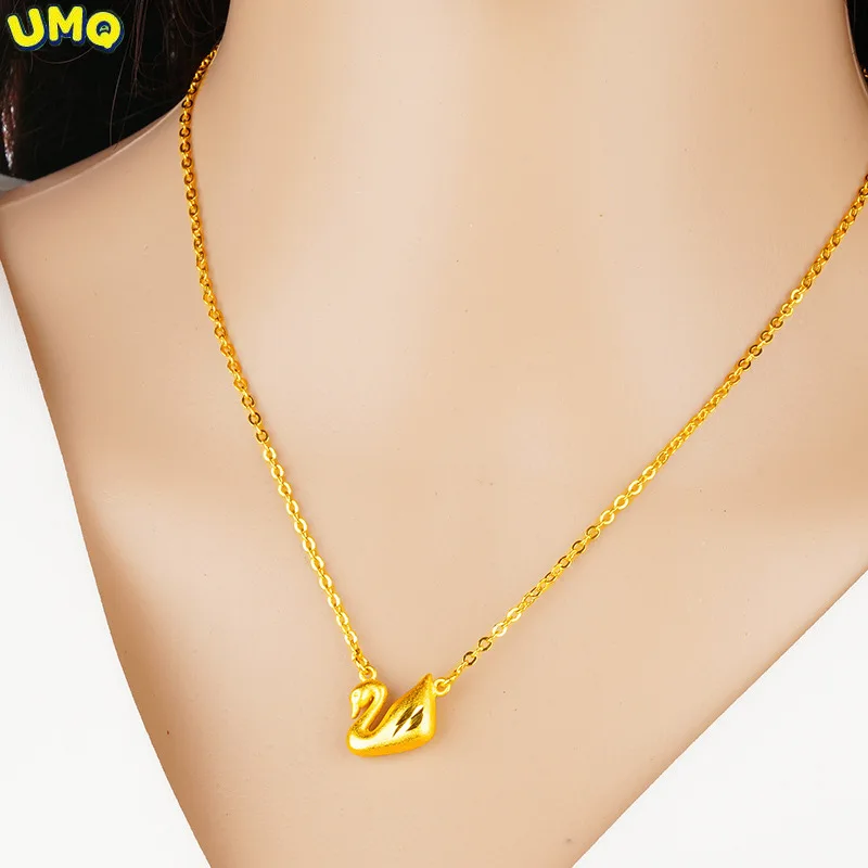 

Цепочка с подвеской в виде лебедя из золота 999 пробы, 24 к