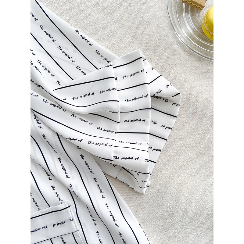 YFTNH Women Nightgown with Pocket Stripe Unicorn Printing Silk Stain Turndown Collar Soft Night Dress for Women's Sleepwear