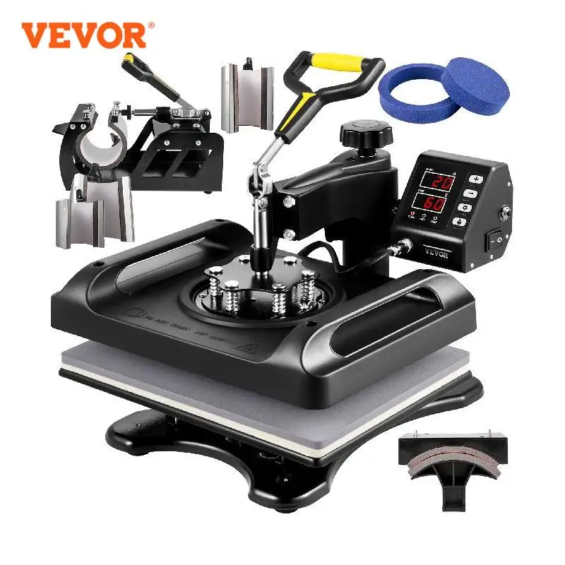 

VEVOR 30*38CM 8 in 1 Combo Upgrade Heat Press Machine 360° Rotation Sublimation Printer Cap Shirt Mug Plate 2D Heat Transfer