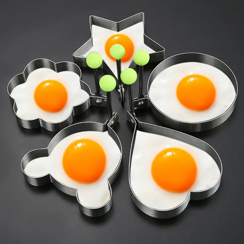 

5 Pcs Creative Stainless Steel Omelet Maker Fried Egg Decoration Frying Egg Pancake Cooking Tools DIY Breakfast Egg Pancake Mold