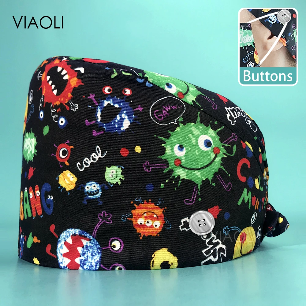 

100% хирургическая шапочка для женщин, клиническая униформа, мужская, больничная уборка, санитарная шапочка, рабочая дышащая шапочка для врач...