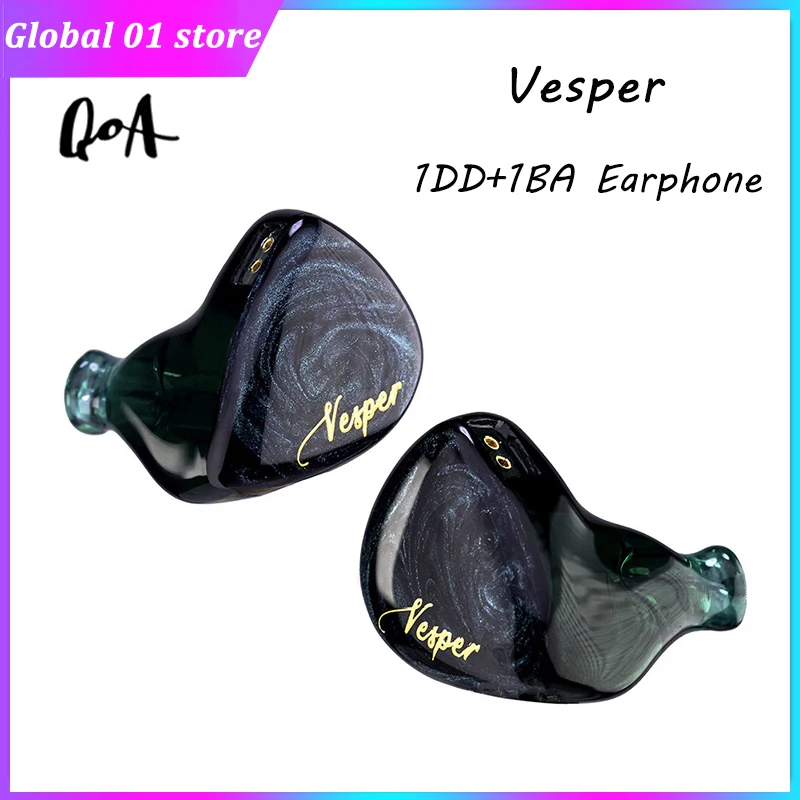 

QOA Vesper 1BA+1DD In Ear Earphone Hybrid Headset DJ Monitor Earbuds Dynamic + KNOWLES Balanced Armature IEM HiFi Headphone