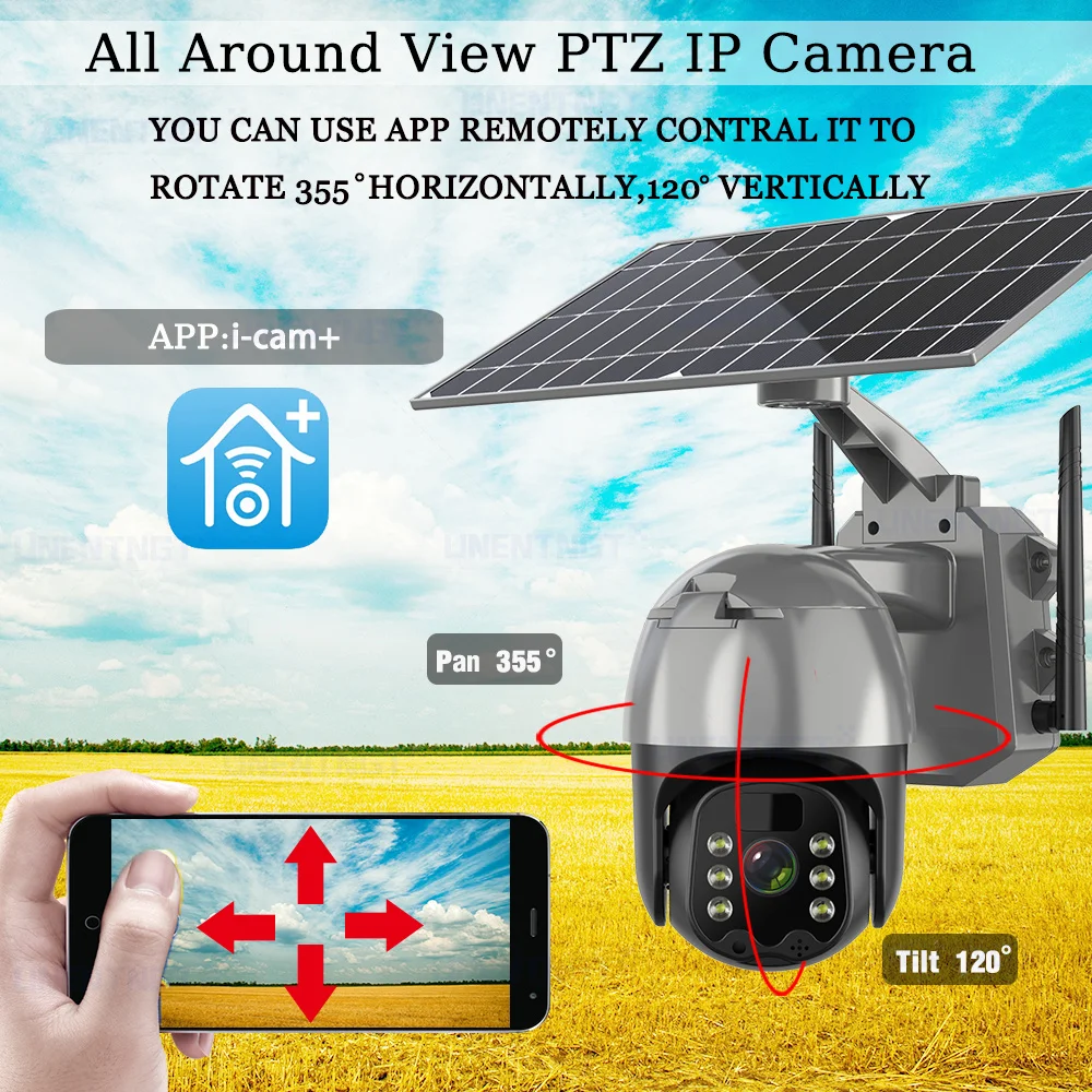 Wireless WiFi 4G Solar Powered Camera Outdoor Security Protection Surveillance CCTV 360 PTZ Smart Home PIR Motion Detection Cam |