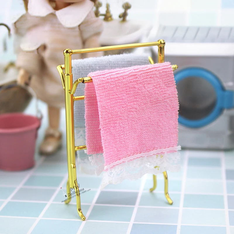 

Горячая Распродажа 1:12 миниатюрный Фотофон для кукольного домика и 2 полотенца мебель для ванной комнаты