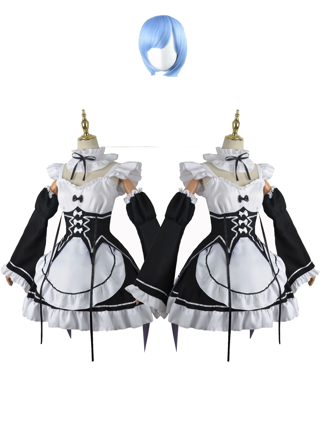 Аниме Ram Rem Lolita Maid Ролевая игра Жизнь от нуля Женский костюм Лоли Набор для