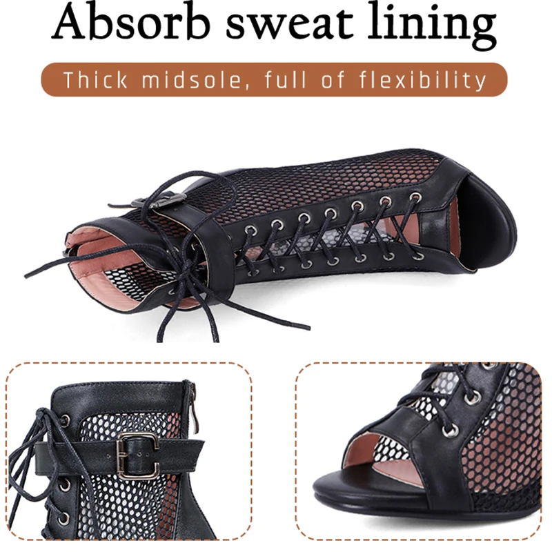 Women's Fashion Party Stilettos High Heels Plus Mesh Boots Fish Mouth Thin Rubber  Dance shoes For Girl's 34-46 dancing shoes