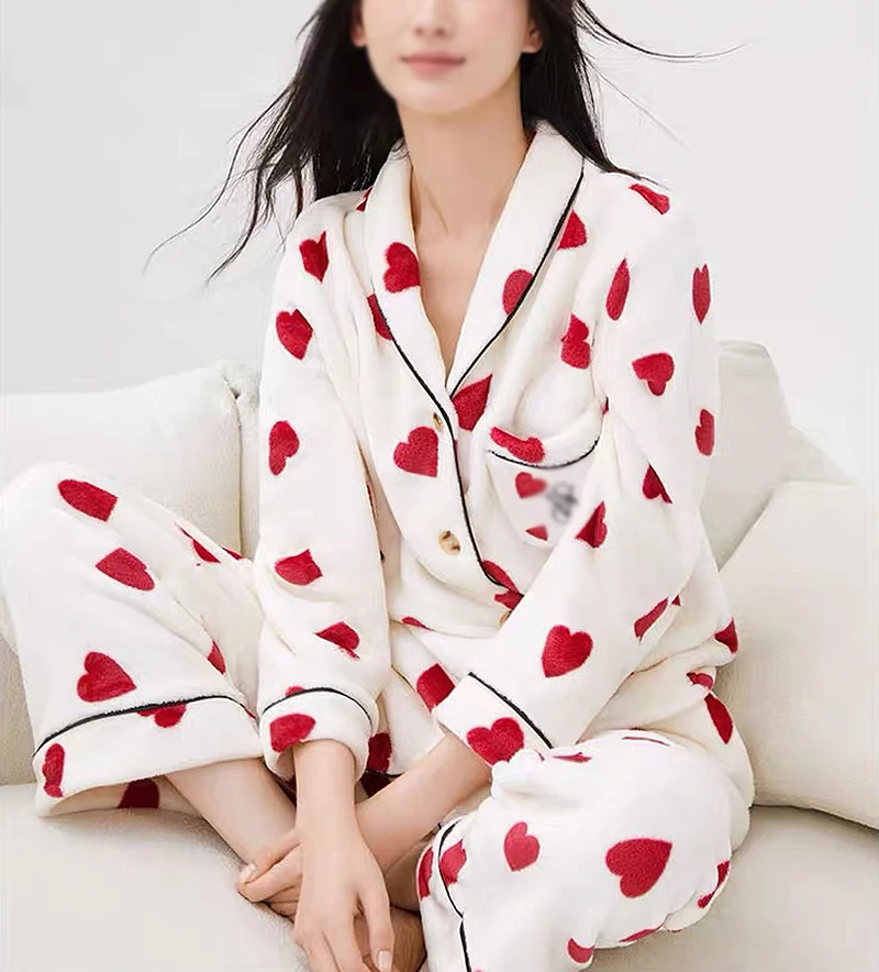 

2023 VS Cozy Warm Velvet Sleepwear Autumn Winter Flannel Long Pajamas set Victoria Women's nightwear Girls pyjamas Gift Brand
