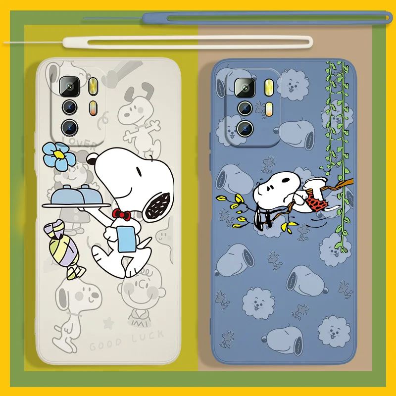 

Super nice Snoopy For Xiaomi Redmi Note 11T 11 11S 10T 10 9T 9S 9 8T 8 7 6 5 Pro Liquid Rope Cover Funda Soft Phone Case Capa