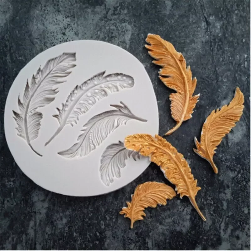 

2022New Feather Shaped Form Silicone Mold For Cake Decoration Bakeware Sugarcraft Baking Tools For Candy Fondant Decorating Tool