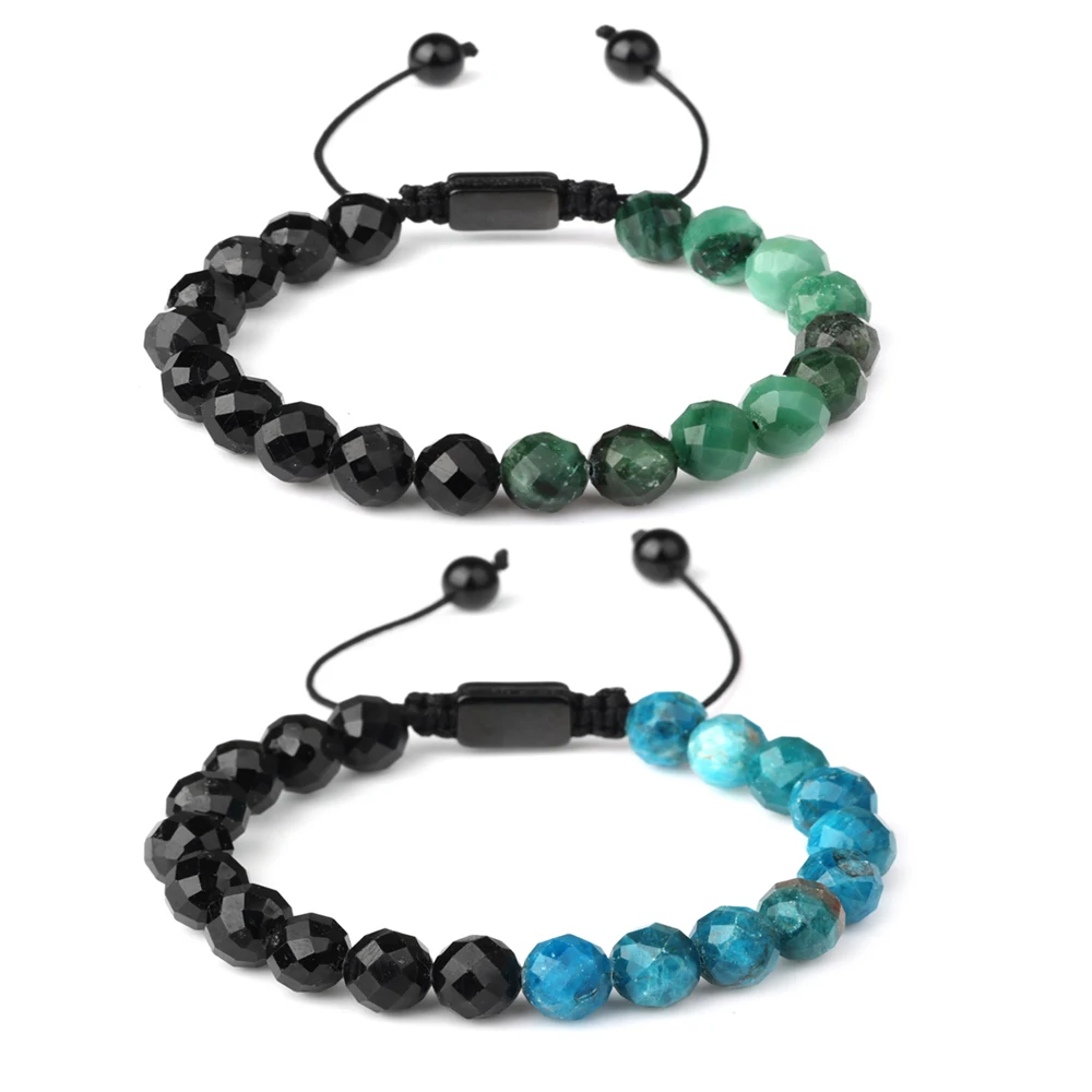 

Браслет с натуральными гранями и черными камнями, регулируемый браслет с ляпитом, лазуритом и солнцем, красочные браслеты с бусинами для мужчин и женщин, ювелирные изделия