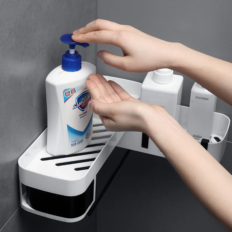 

Bathroom Shelf Corner Shelves Shampoo Holder Kitchen Storage Rack Mess Shower Organizer Wall Holder Space Saver Household Items