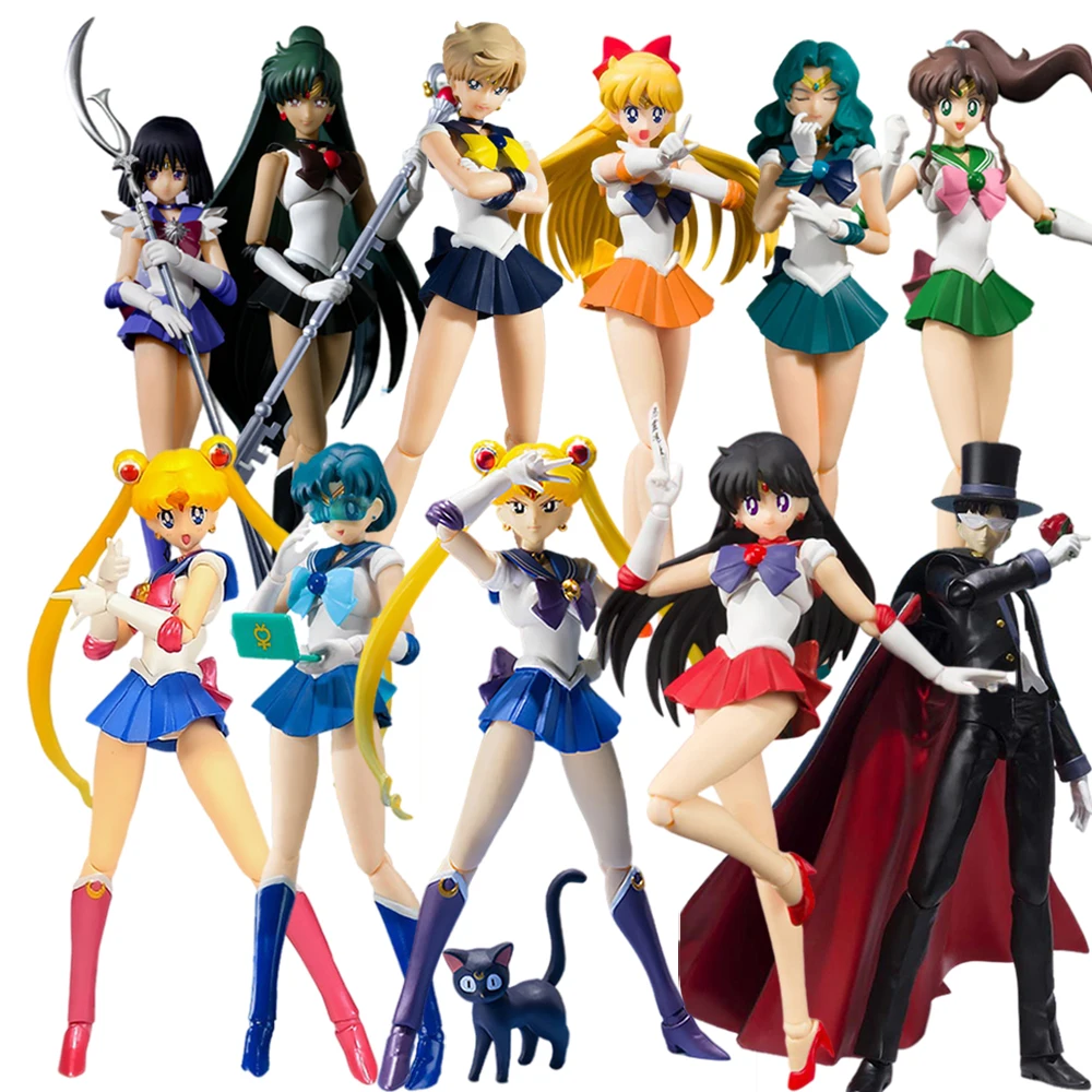 

BANDAI Original Sailor Moon Anime Figure Shfiguarts Meiou Setsuna Sailor Saturn Kino Makoto Tenoh Haruka Action Model Toy Gift