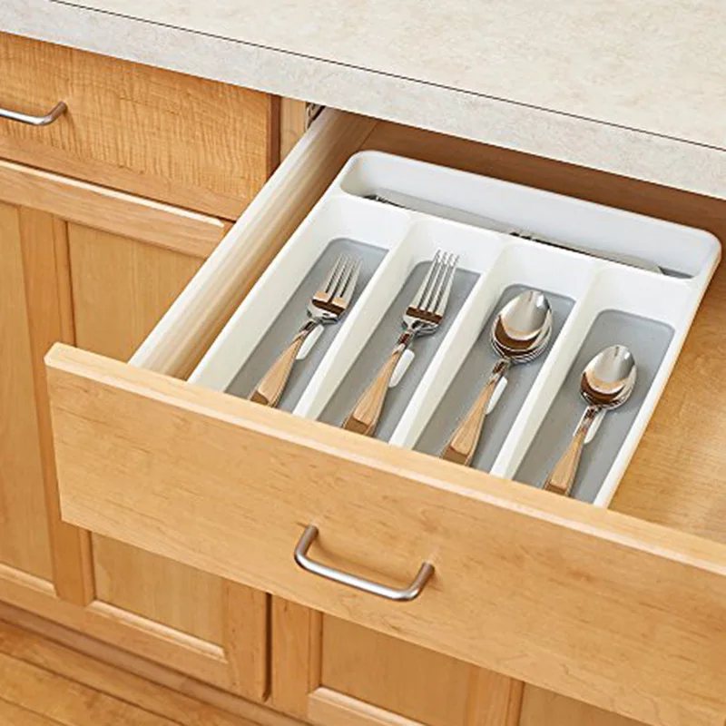 

Cutlery Tray Knife Spoon Fork Tableware Silverware Utensil Separation Plastic Storage Box Kitchen Storage Rack Drawer Organizer