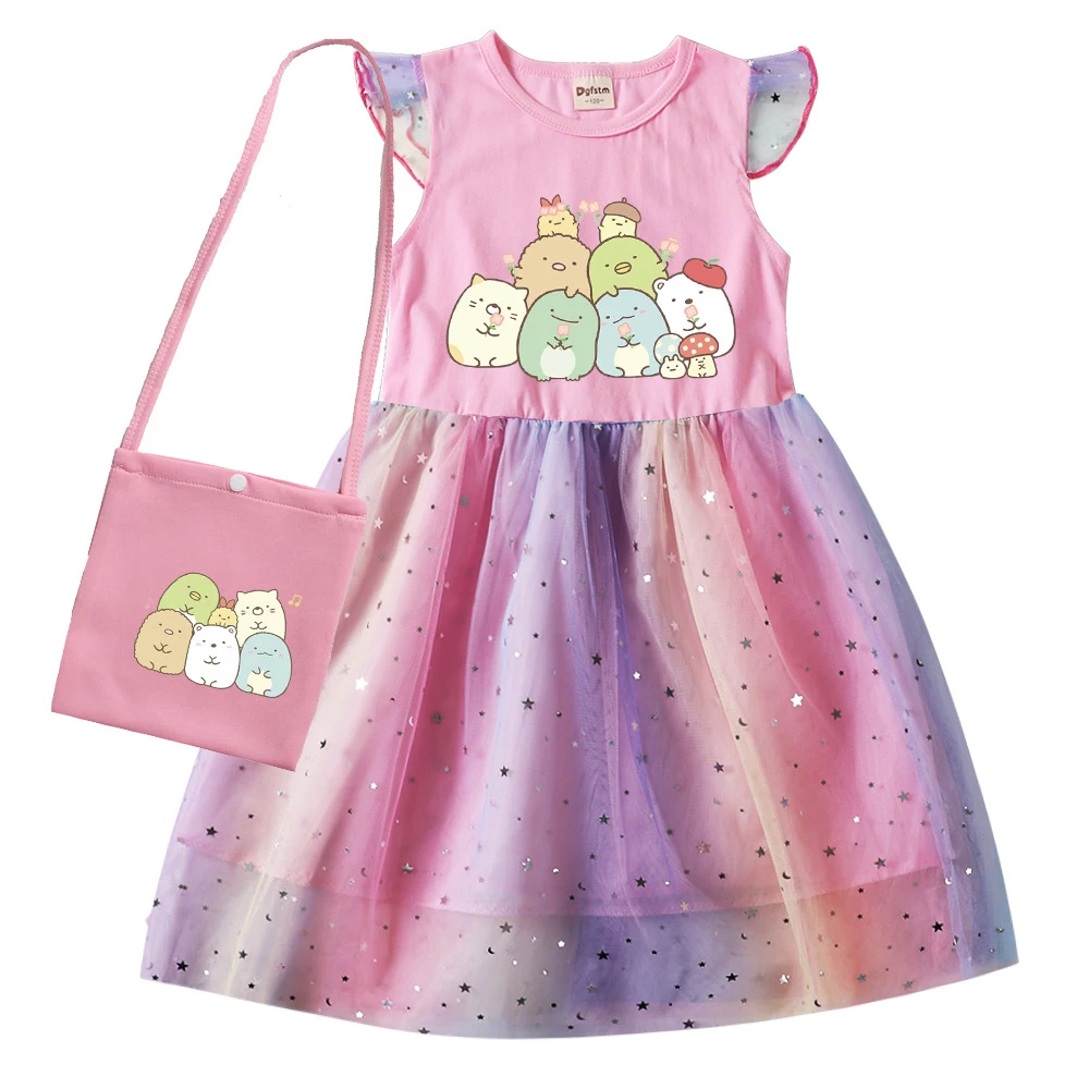 

Girls Sumikko Gurashi Costumes Lace Dress Baby Toddler Birthday Summer Vacation Party Clothes Kids SumikkoGurashi Dress with Bag