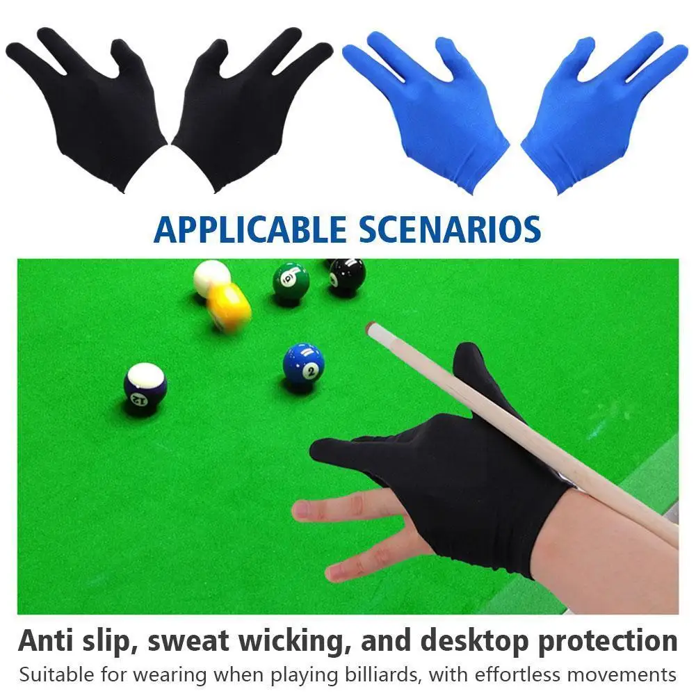 

1pair Pool Table Gloves Universal Breathable Anti Slip Finger Glove Open Finger Three Sports Elastic Billiards A2U5