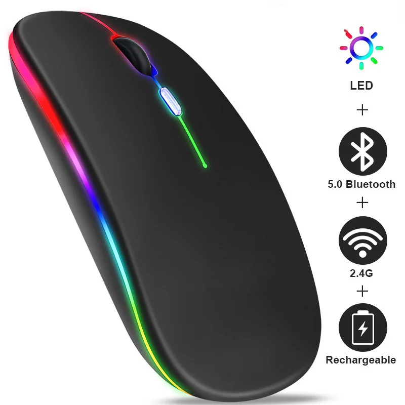 

Nowa mysz Bluetooth z USB ladowalna mysz RGB do Laptop PC for Macbook Gaming Mouse Gamer 2.4GHz 1600DPI Free shipping