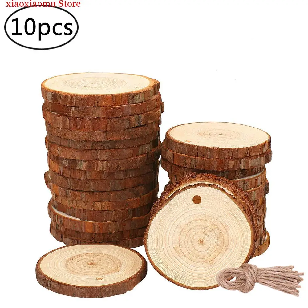 

10pcs Christmas Wood Slices DIY Craft Decorations Wooden Disks Birthday Party Kids Table Cards Wedding Xmas Decoration Gifts Tag