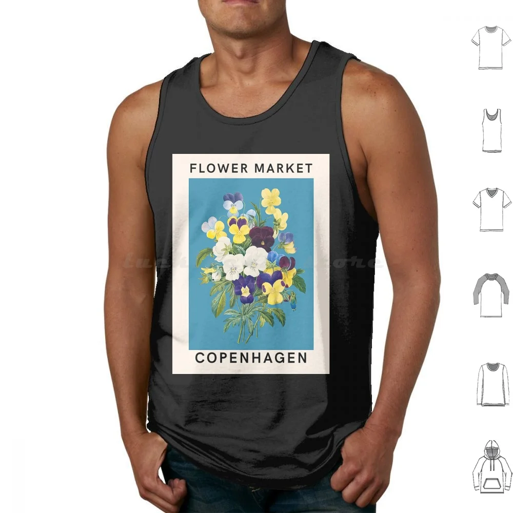 

Flower Market Copenhagen Tank Tops Print Cotton Floral Portrait Evergreen Plants Flower Botanical Vintage Life Love Cool