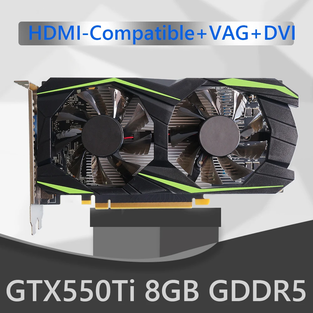 

Игровая видеокарта NVIDIA GTX550Ti, видеокарта 8 ГБ 128 бит GDDR5 для компьютера, с двойным охлаждающим вентилятором, совместима с HDMI, VGA, DVI