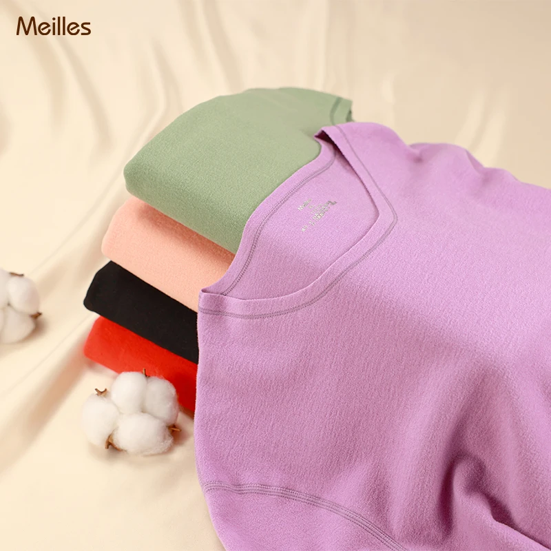 

Meilles Thickened Thermal Underwear Autumn And Winter Clothes Set Solid Color Undergarment Women's Large Size