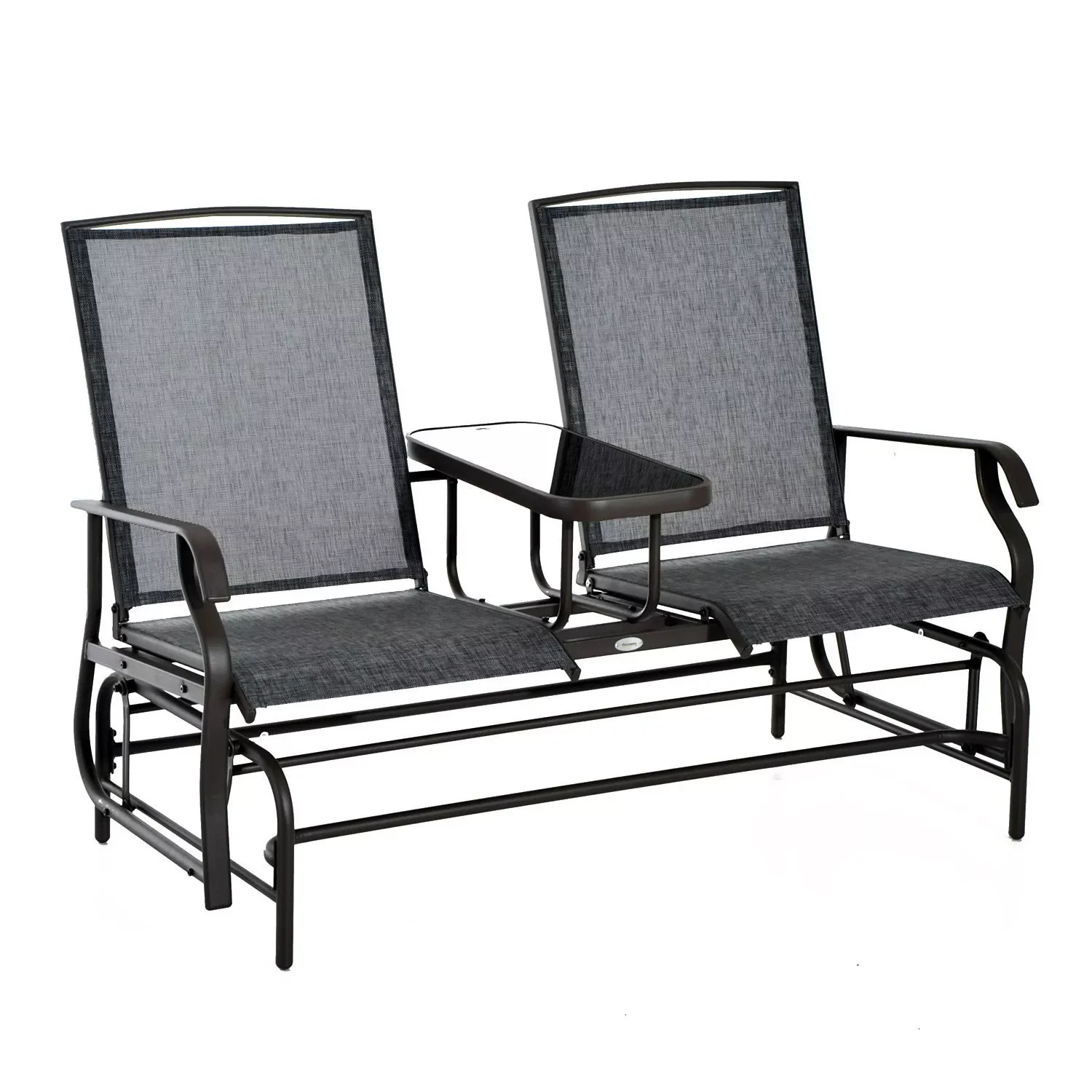 

rocking 2 seater bench type rocker arm chair swing garden or Patio chair Brown for outer 81x148x100cm