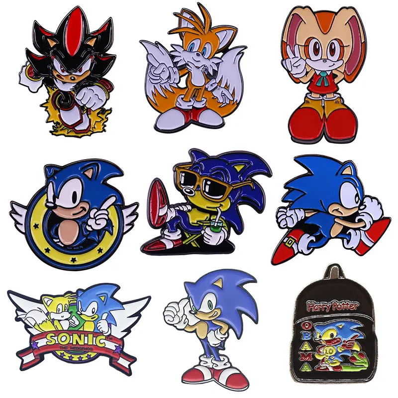 

Эмалированные заколки в стиле ретро с изображением героев мультфильма игра Ежик Броши с изображением соникаштеежика значки на лацкан креативные ювелирные изделия подарок для детей друзей