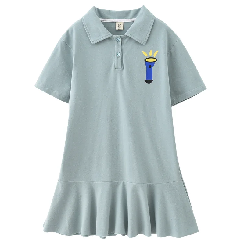 

Kids Children's Clothing Girls Long White Dress Summer New Girls Fashion Short Sleeve Long T-Shirts Children's Pleated Skirts