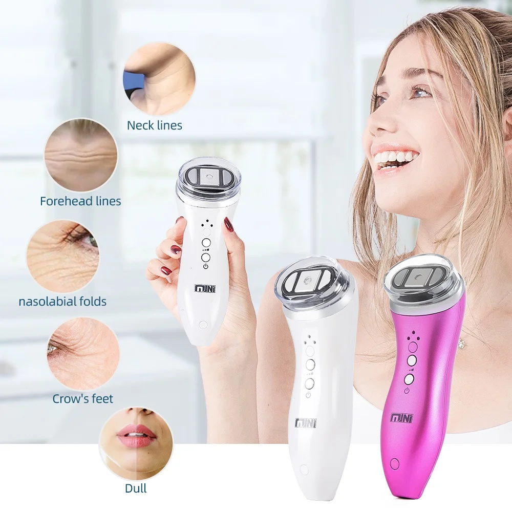 Ultrasonic RF Radio Frequency Lifting Face Neck Skin Massager Mini Hifu Anti Wrinkle Tightening Face Slimming Device