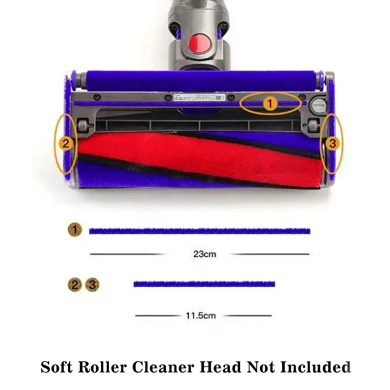 Мягкие плюшевые полоски + передний ролик и ось запасные части для пылесоса Dyson V6 V7