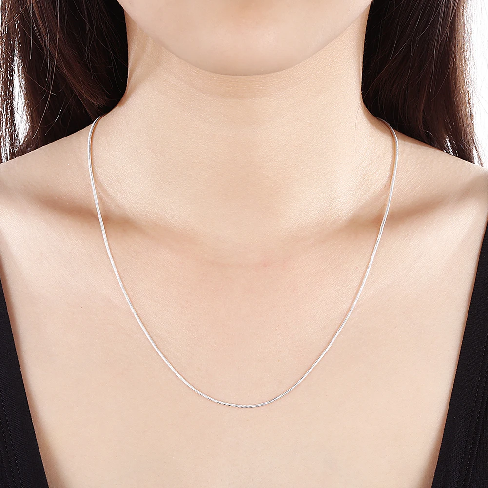

Exquisite Solid Necklace 925 Silver Plated Chain Women Luxury Jewelry Party Wedding Christmas Gifts Hot Sale 1mm Necklace