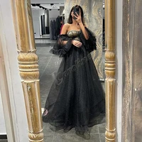 caroline new arrival evening dress 2022 glitter tulle ruffles see through long prom gowns party lace robes de soir%c3%a9e custom made