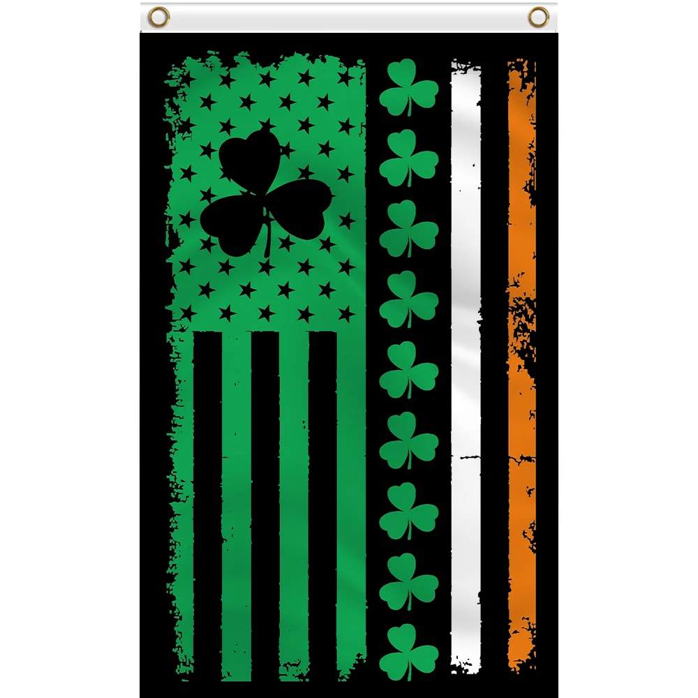 

St. Patrick's Day FLAG 90x150cm Banner Custom White and Orange LINE FLAG