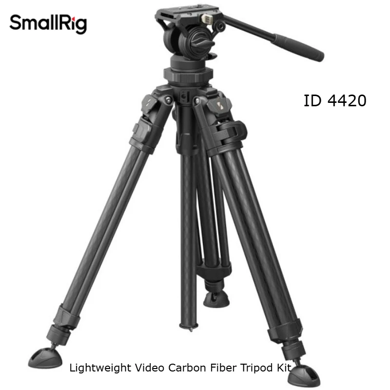 Фото Комплект видеостудийного штатива SmallRig AD-50 Pro 4420 из углеродного волокна, нагрузка до 6 кг, с флюидной головкой и быстросъемными пластинами №1