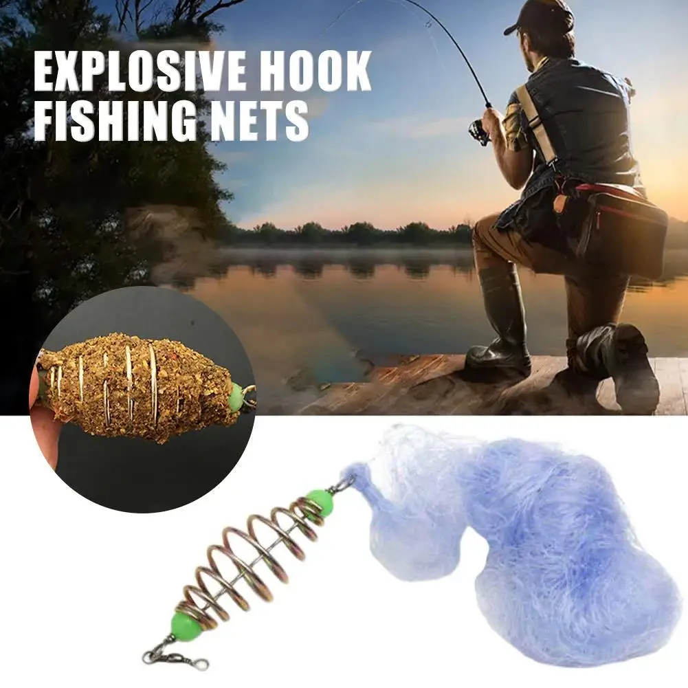 

Explosive Hook Fishing Nets Trap Mesh Bead Netting Sea Fish Net Spring Connectors Tackle Design Copper Shoal Cast Gill Feeder
