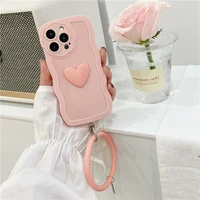 cute clear heart wave pattern collar wristband girl soft case for iphone 11 12 13 pro max 7 8 plus xr x xs se 2020 cover fundas