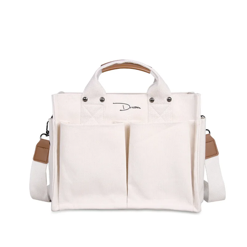 

TOP QUALITY CANVAS TOTE BAGS FOR WOMEN LUXURY HANDBAGS LARGE CAPACITY MULTI-POCKET SHOULDER CROSSBODY BAG GIRL STUDENT BOOK BAGS