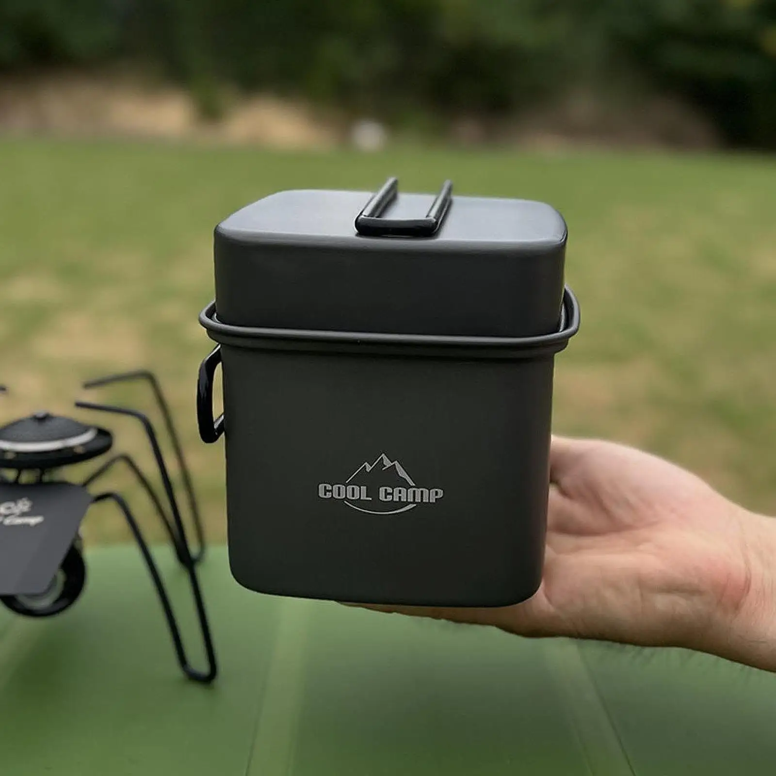 Набор посуды для кемпинга антипригарный легкий с складными ручками