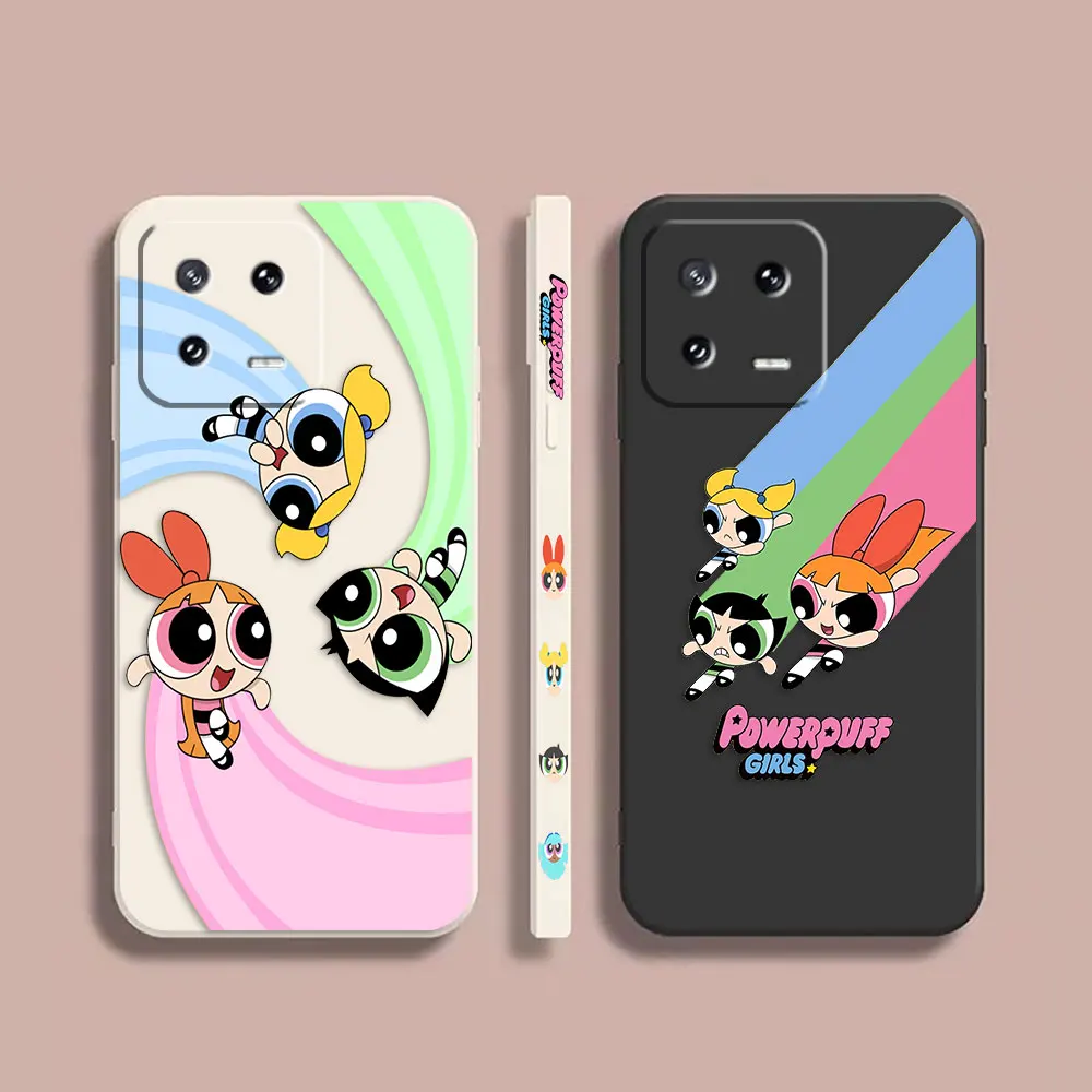 

Case For Xiaomi PCOO F3 M3 X2 6X 8 CC9E MIX 2 2S 3 4 Shark 3 5 GT Pro 4G 5G Simple Liquid Silicone Case Cute The Powerpuff Girls