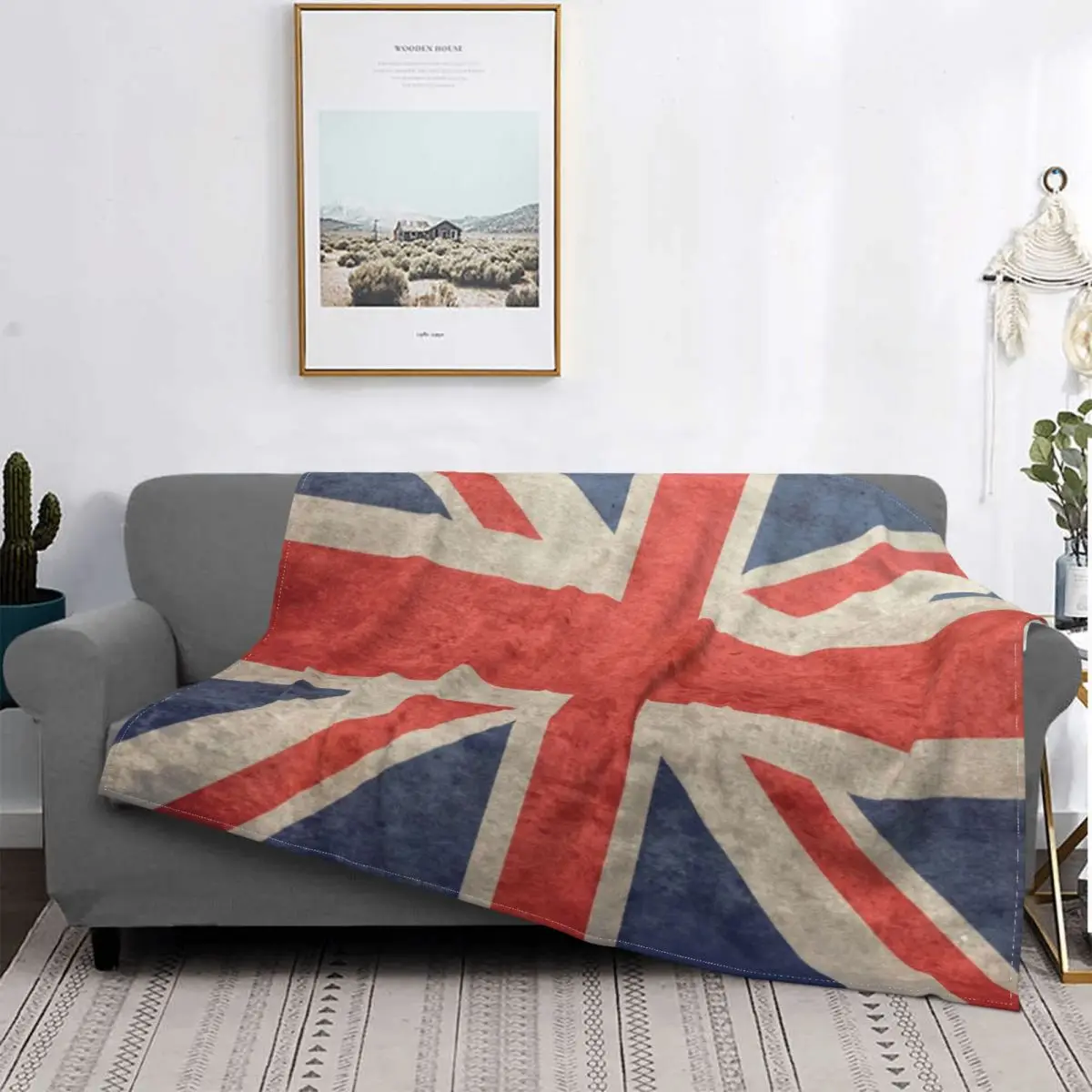 

Union Jack United Kingdom UK Flag Blankets Fleece Print Breathable Super Warm Throw Blanket for Bed Office Bedding Throws