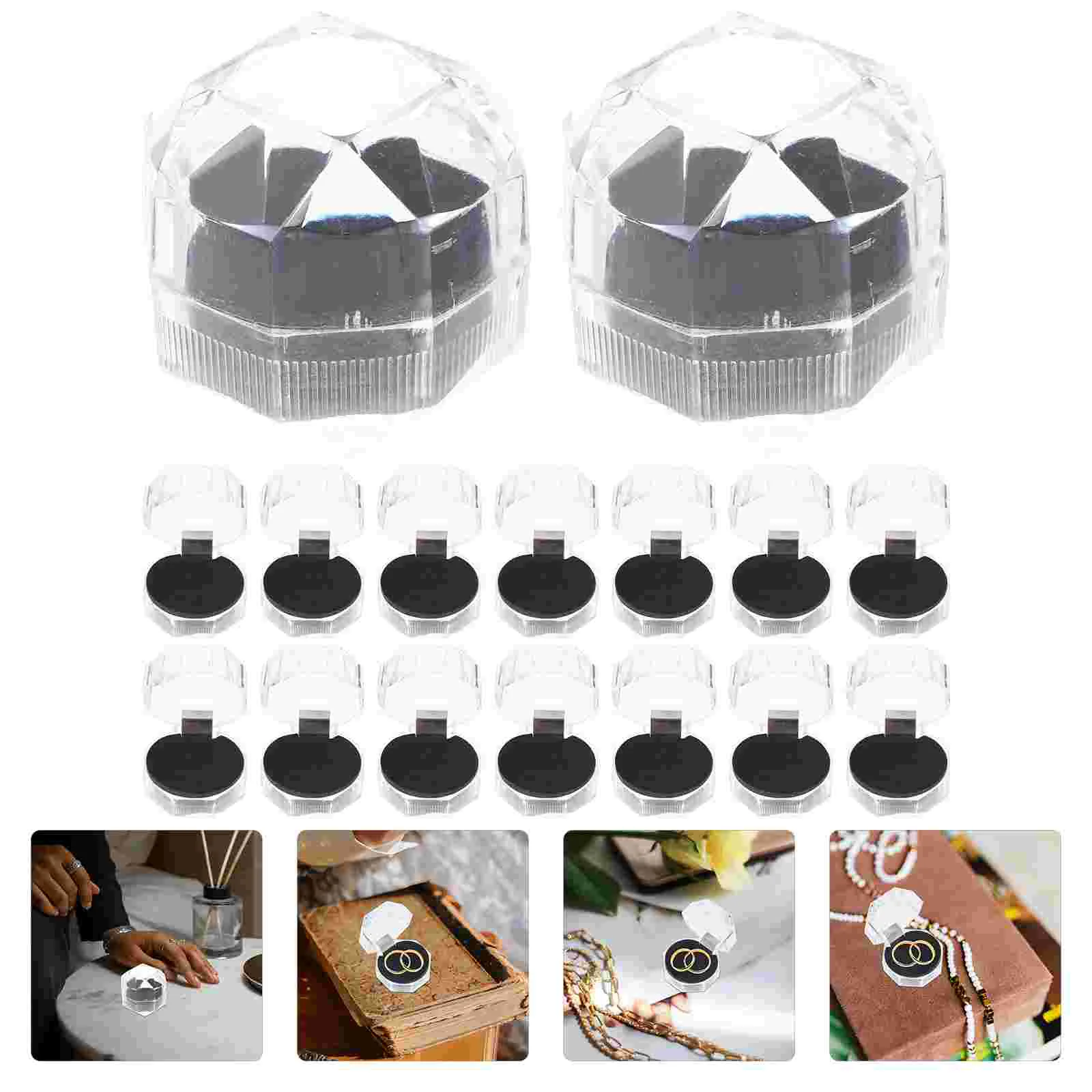 

20pcs Ring Cases Transparent Proposal Ring Boxes Engagement Ring Organizers