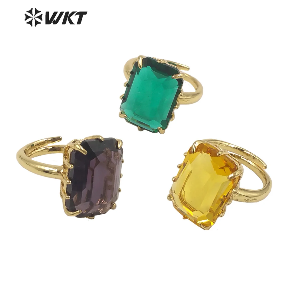 

WT-R483 Popular Sale Colored Natural Crystal Can Be Adjustable Rings For Women Anniversary Or Dating Decent Decoration