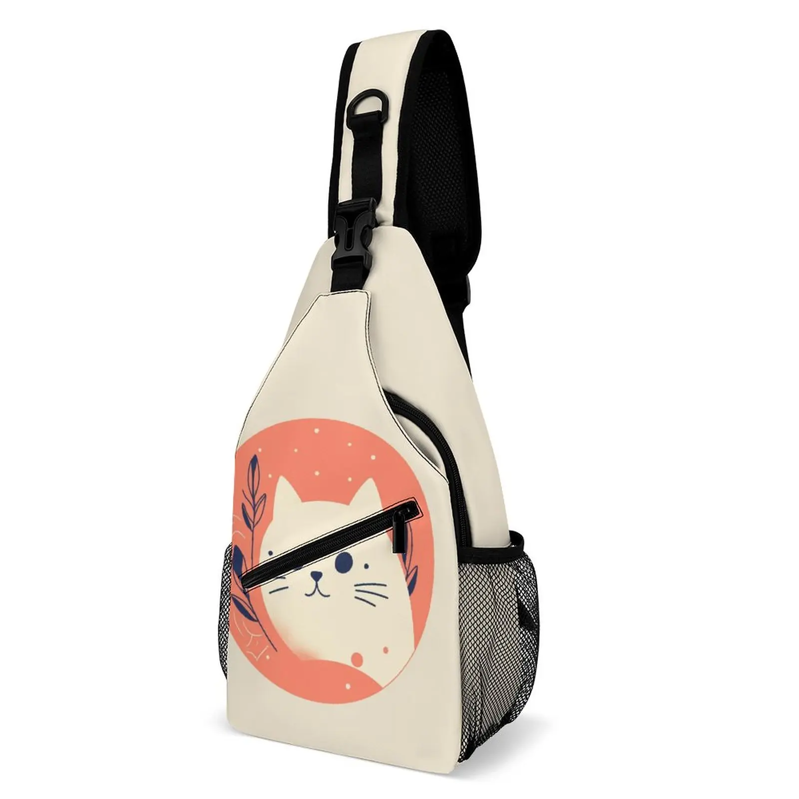 

Женская нагрудная сумка с принтом кошки, милая простая круглая сумка на плечо для походов и отдыха, сумочка кросс-боди для телефона, сумки-слинги для рыбалки