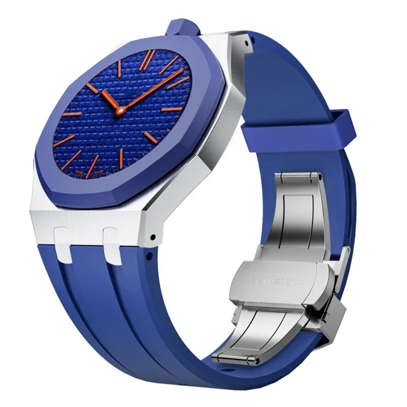 Фото Металлический корпус, силиконовый ремешок, мод-комплект для Swatch AP Royal POP, набор для превращения карманных часов в наручные, 2-в-1, резиновый ремешок-аксессуар №5