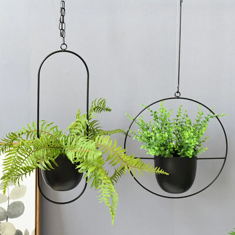 

Succulent Hanging Planter Flower Pots Creative Sturdy Iron Detachable Chain Flower Hanging Pot for Garden