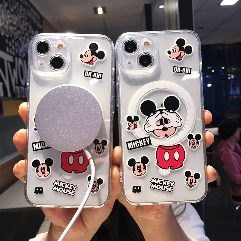 

Cute Cartoon Disney Mickey Mouse For Magsafe Magnetic Phone Case for IPhone 14 13 12 11 Pro Max 14 Pro Anti-drop Soft Back Cover