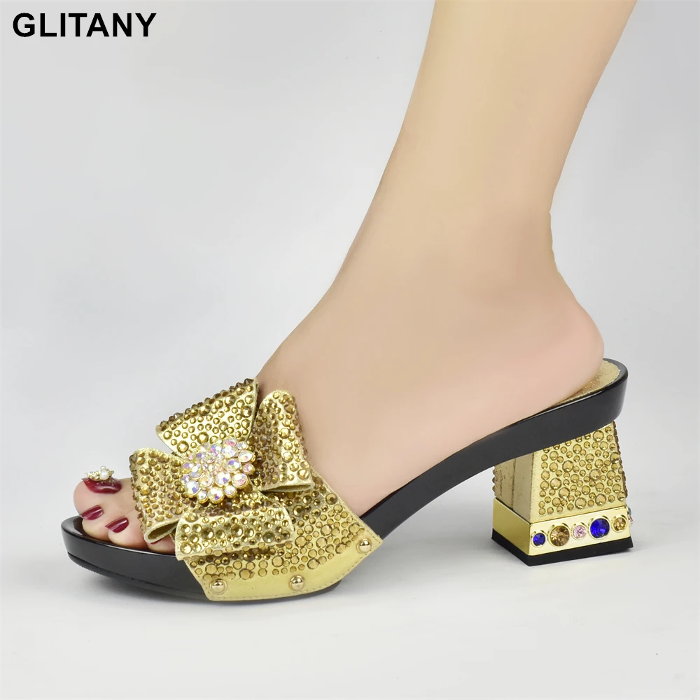 

Новое поступление элегантные Итальянские женские туфли с камнями на высоком каблуке летние женские туфли-лодочки нигерийские женские свадебные туфли Стразы