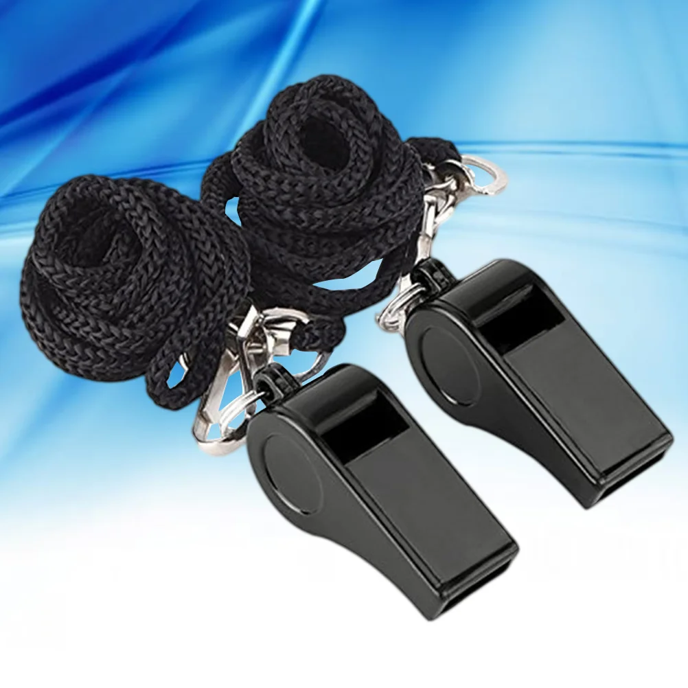

5pcs Plastic Sports Training Whistles Referee Whistles Plastic Loud Whistles with Lanyard(Black)